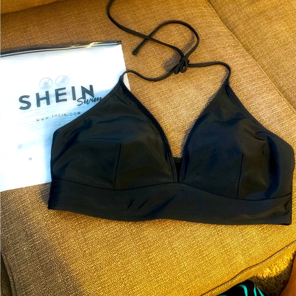 SHEIN Black bikini swim top.  NEW.  Size 1XL